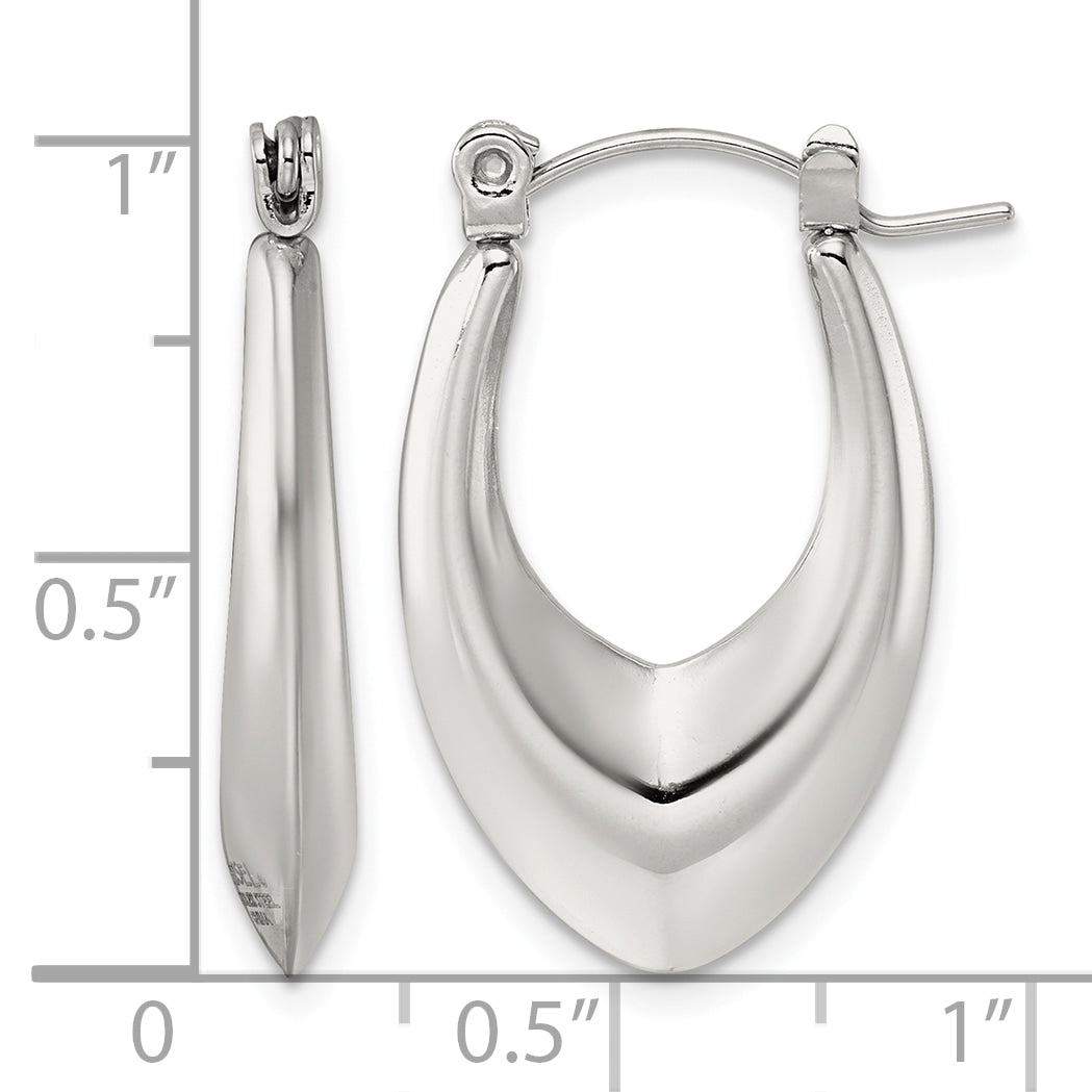 Polished Stainless Steel Hoop Earrings 16.55mm