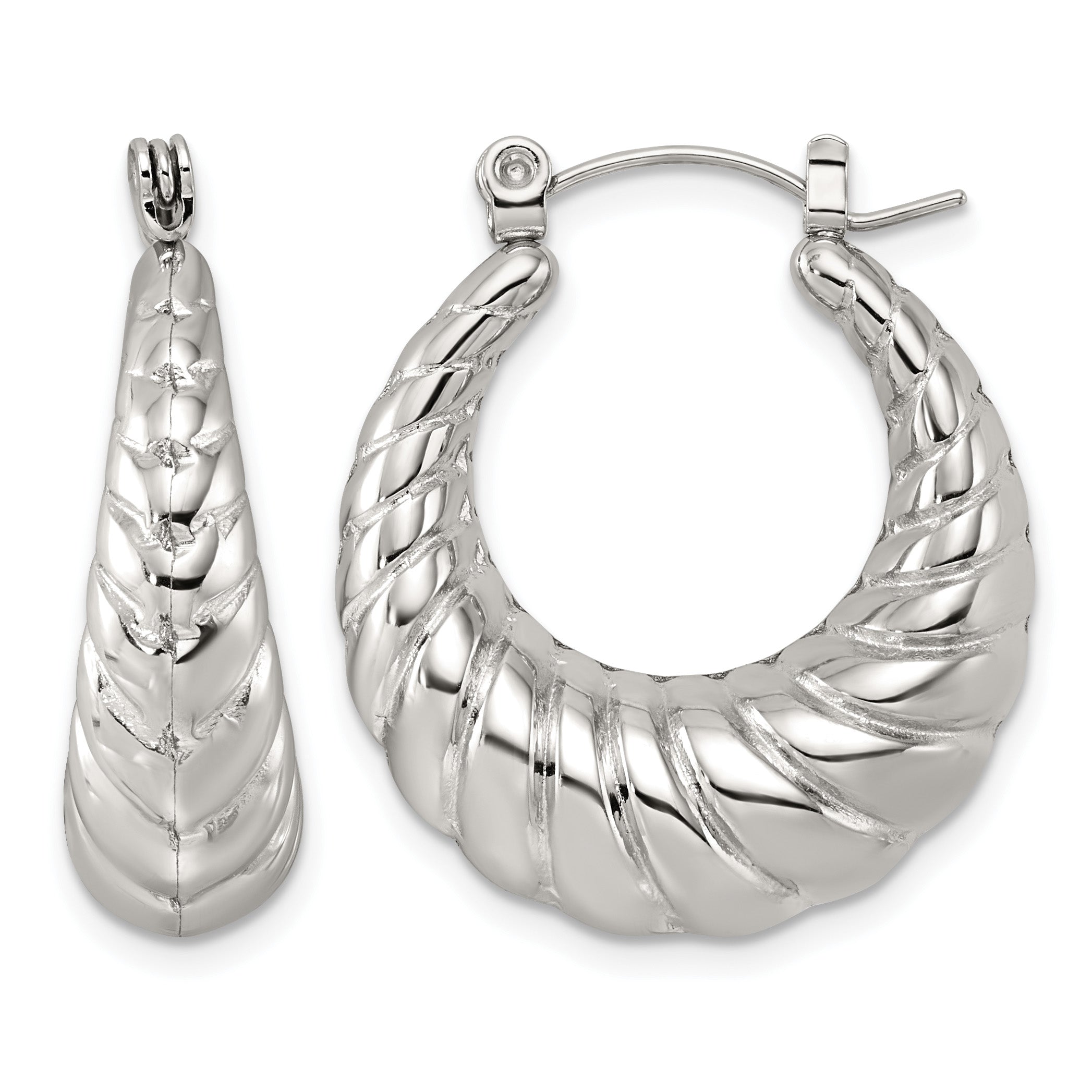 Polished Stainless Steel Hoop Earrings 24.35mm Main image