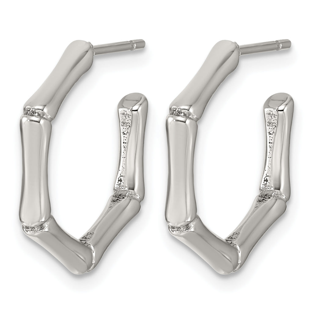 Stainless Steel Textured C-Hoop Earrings for Women