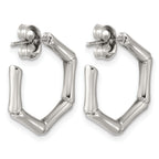 Stainless Steel Textured C-Hoop Earrings for Women
