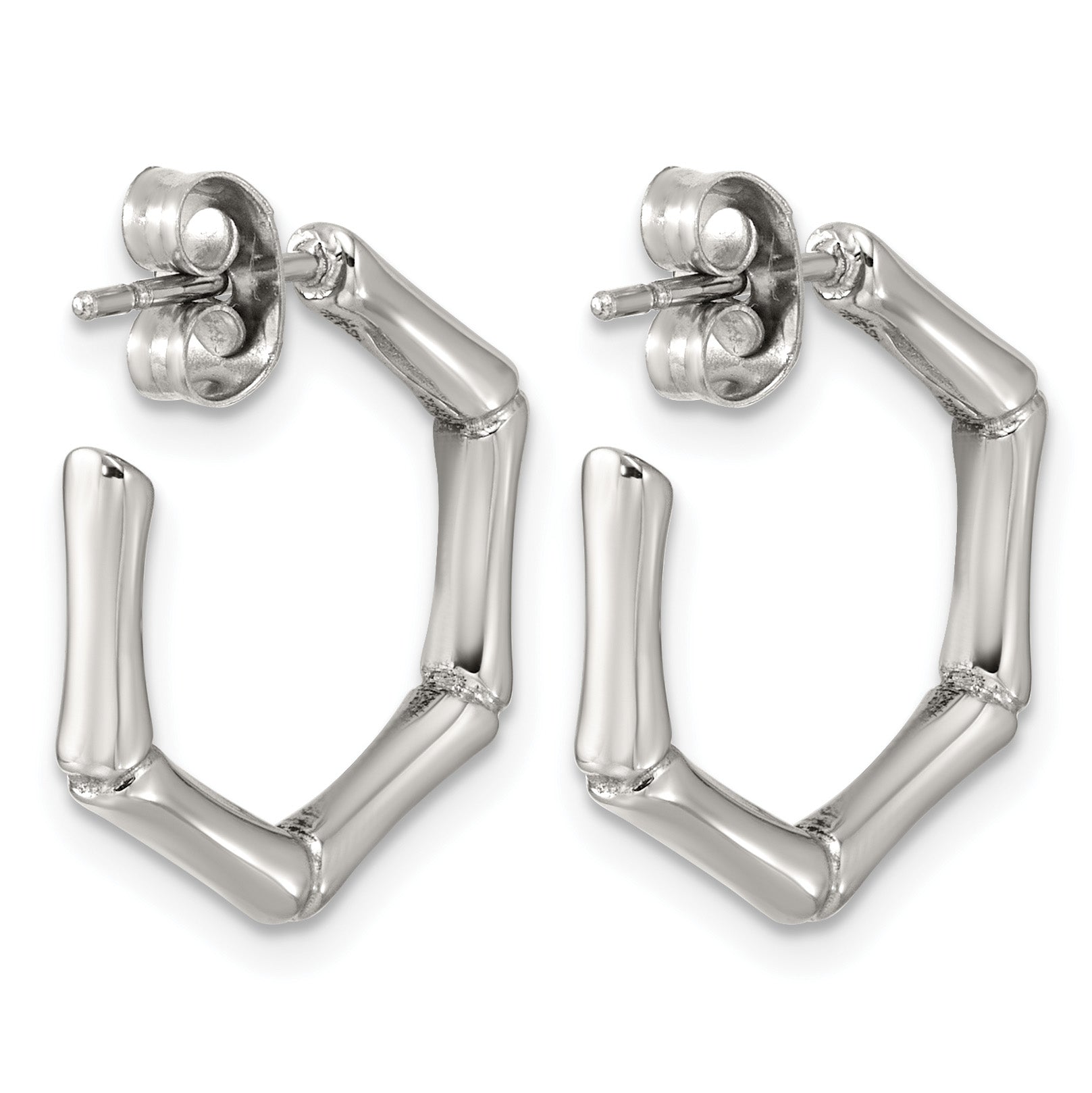 Stainless Steel Textured C-Hoop Earrings for Women