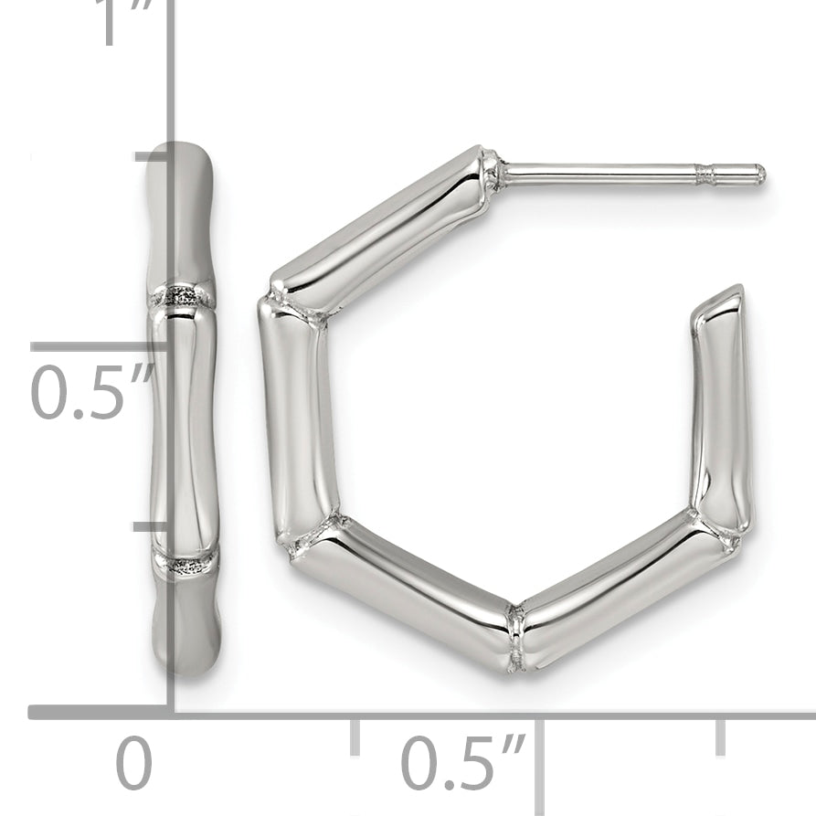 Stainless Steel Textured C-Hoop Earrings for Women