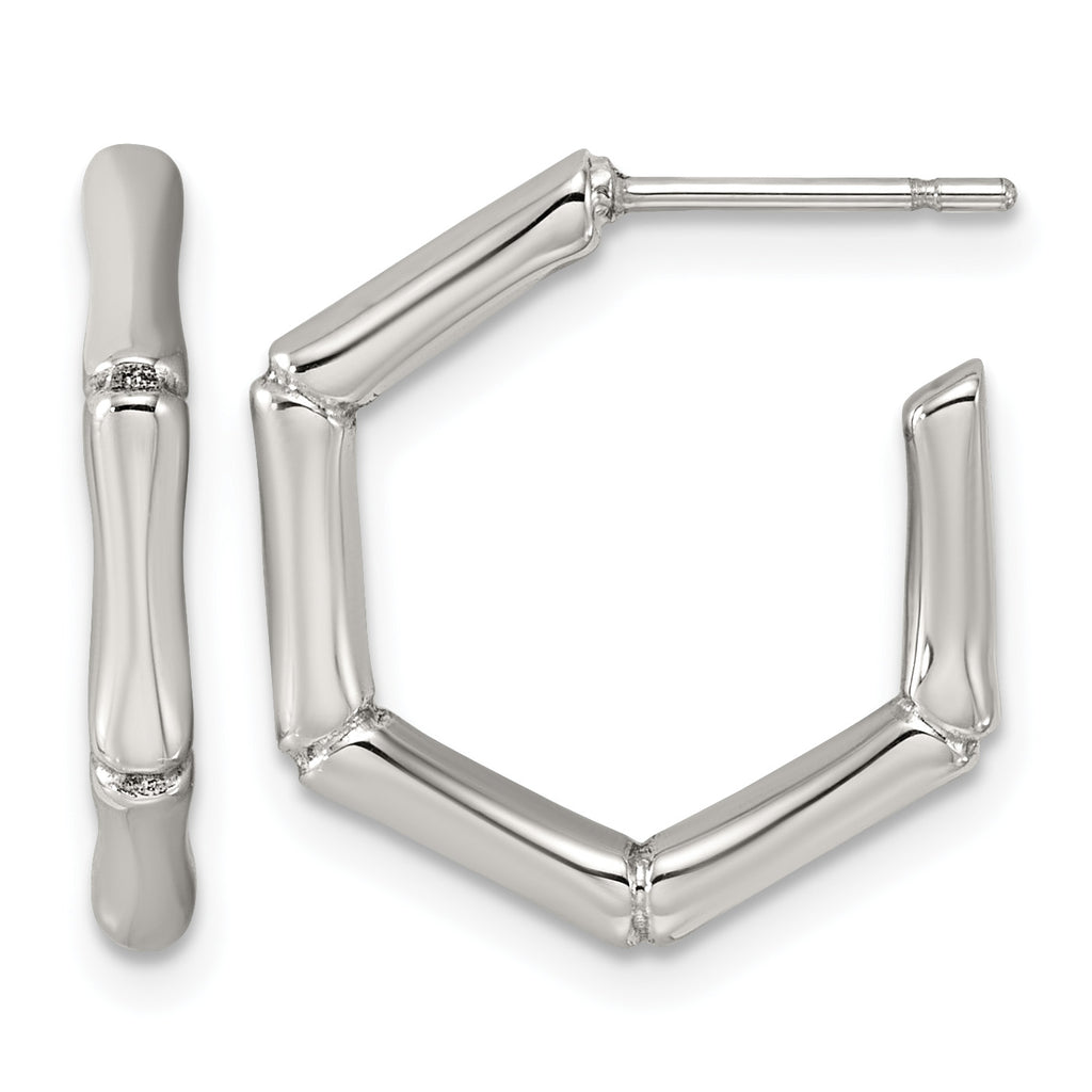 Stainless Steel Textured C-Hoop Earrings for Women