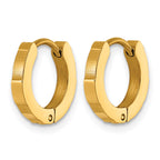 Stainless Steel Gold-Tone Textured Hinged Huggie Hoop Earrings for Women