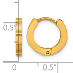 Stainless Steel Gold-Tone Textured Hinged Huggie Hoop Earrings for Women