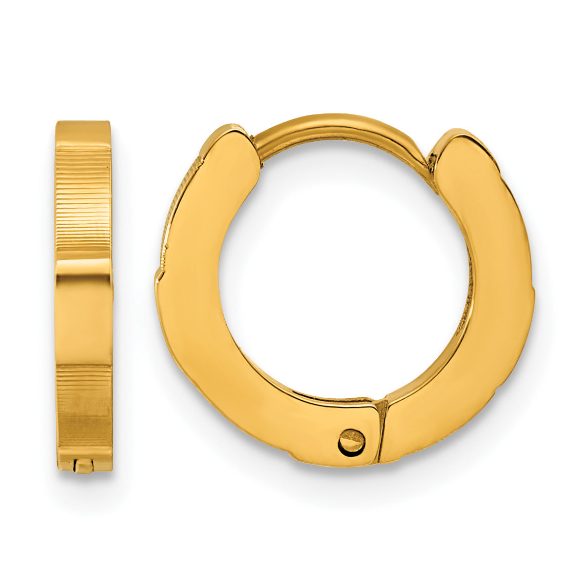 Gold-Tone Polished Textured Stainless Steel Hoop Earrings 13.3mm Main image