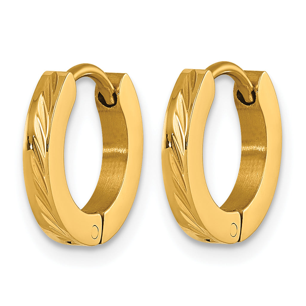 Stainless Steel Gold-Tone Hinged Huggie Hoop Earrings for Women