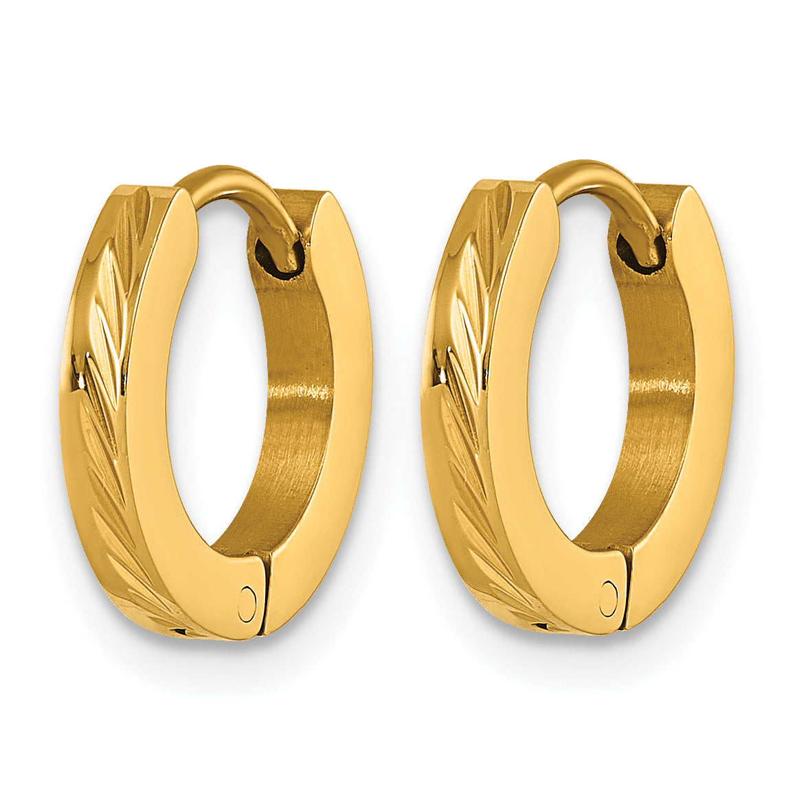 Stainless Steel Gold-Tone Hinged Huggie Hoop Earrings for Women