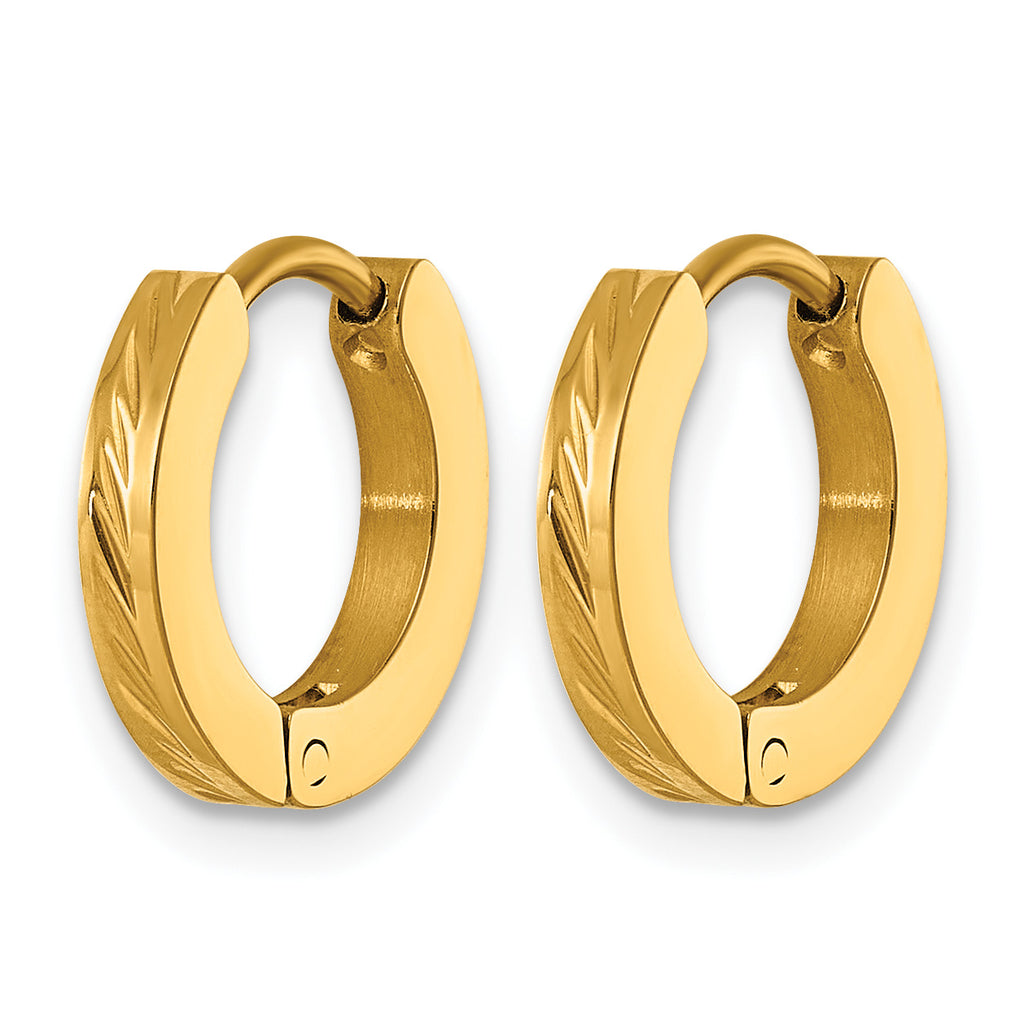 Stainless Steel Gold-Tone Hinged Huggie Hoop Earrings for Women