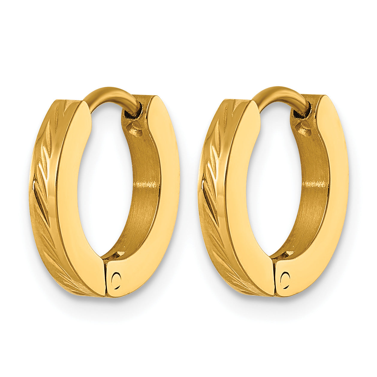 Stainless Steel Gold-Tone Hinged Huggie Hoop Earrings for Women