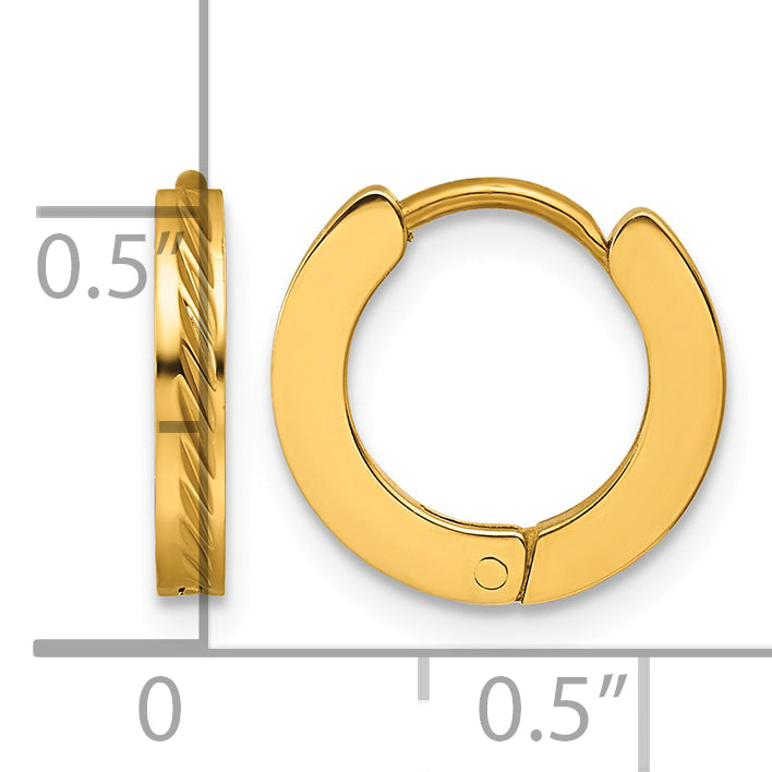 Stainless Steel Gold-Tone Hinged Huggie Hoop Earrings for Women