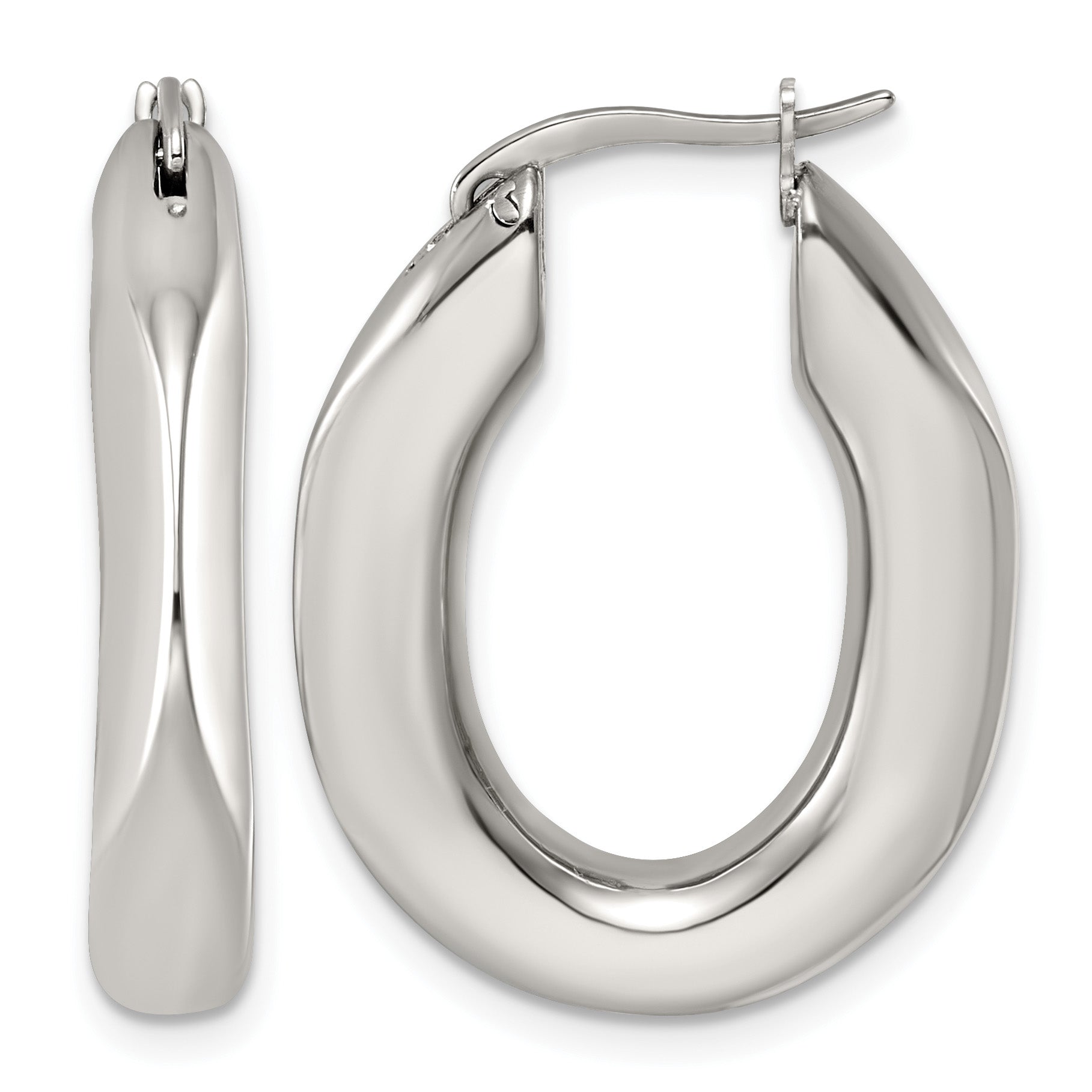 Stainless Steel Oval Hoop Earrings for Women