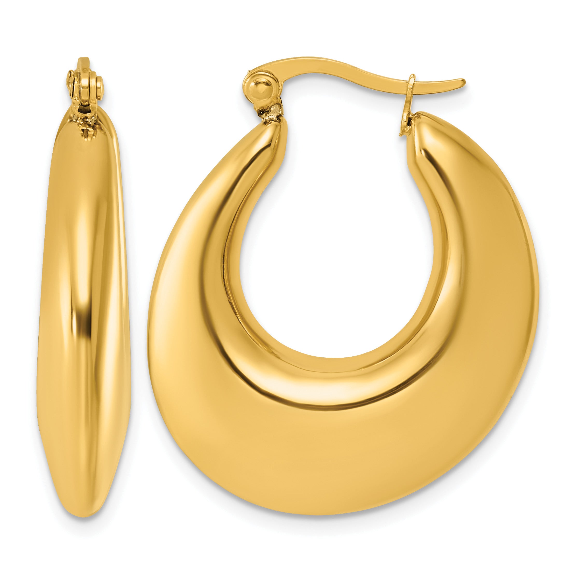 Stainless Steel Gold-Tone Hoop Earrings for Women