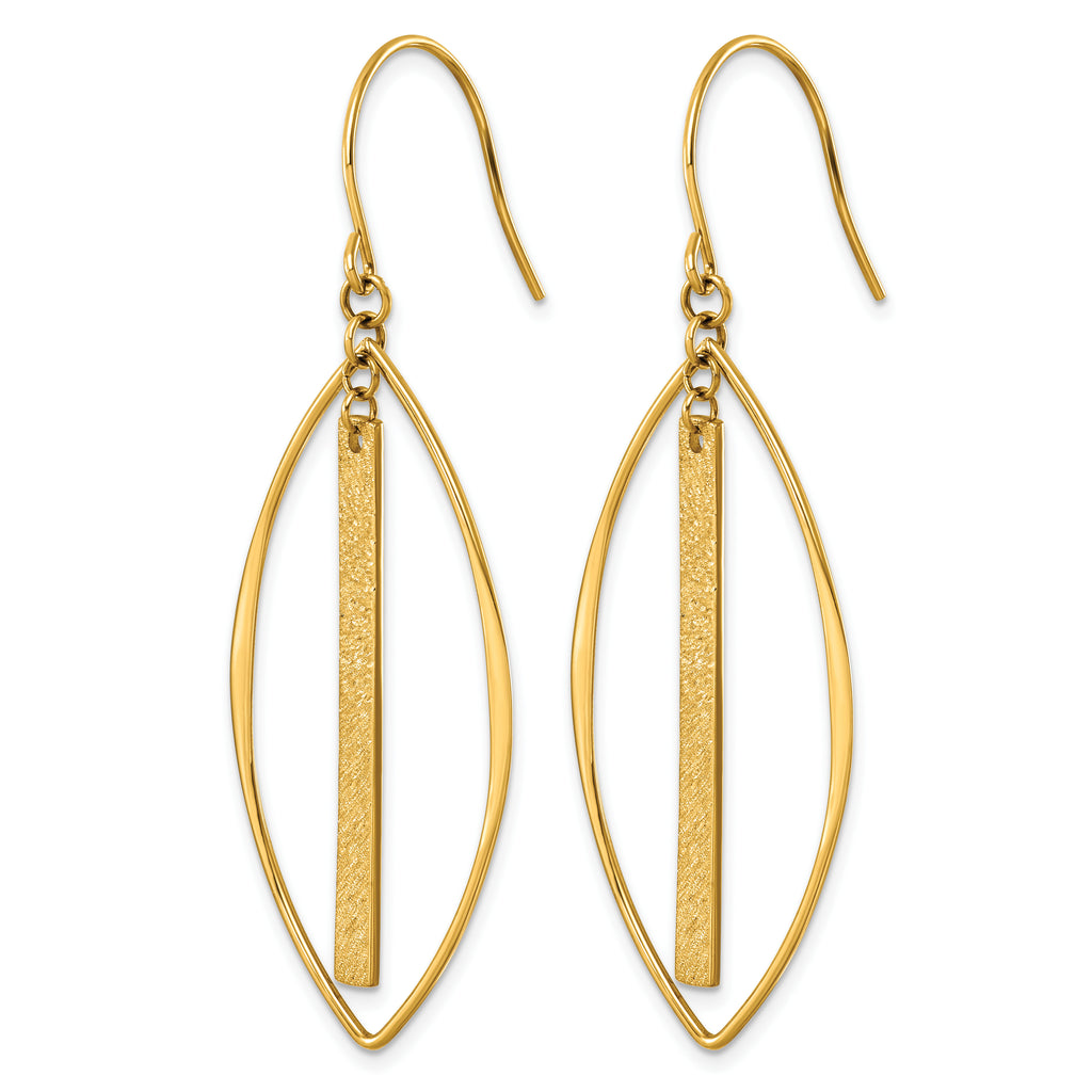 Stainless Steel Gold-Tone Textured Drop Dangle Earrings for Women