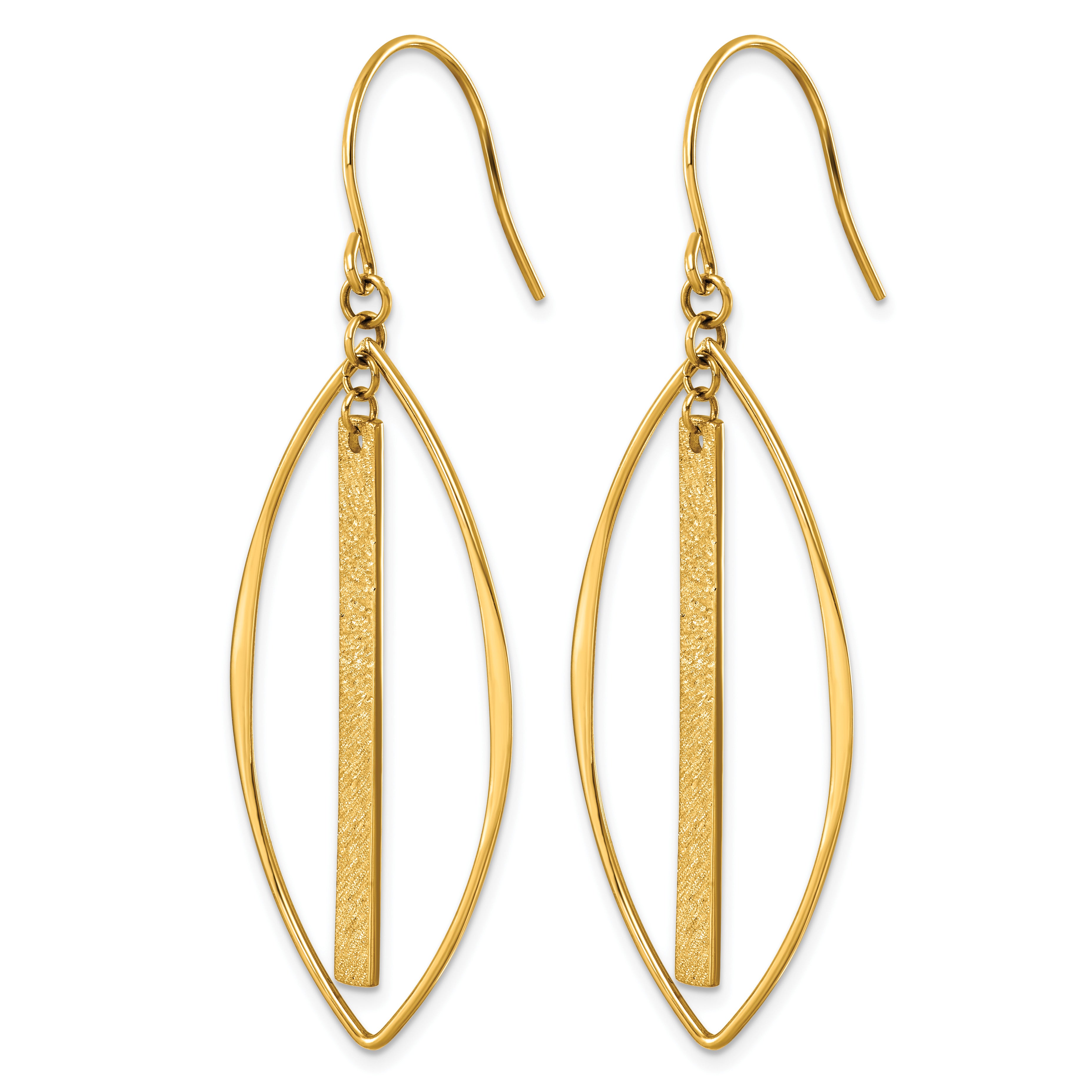 Stainless Steel Gold-Tone Textured Drop Dangle Earrings for Women
