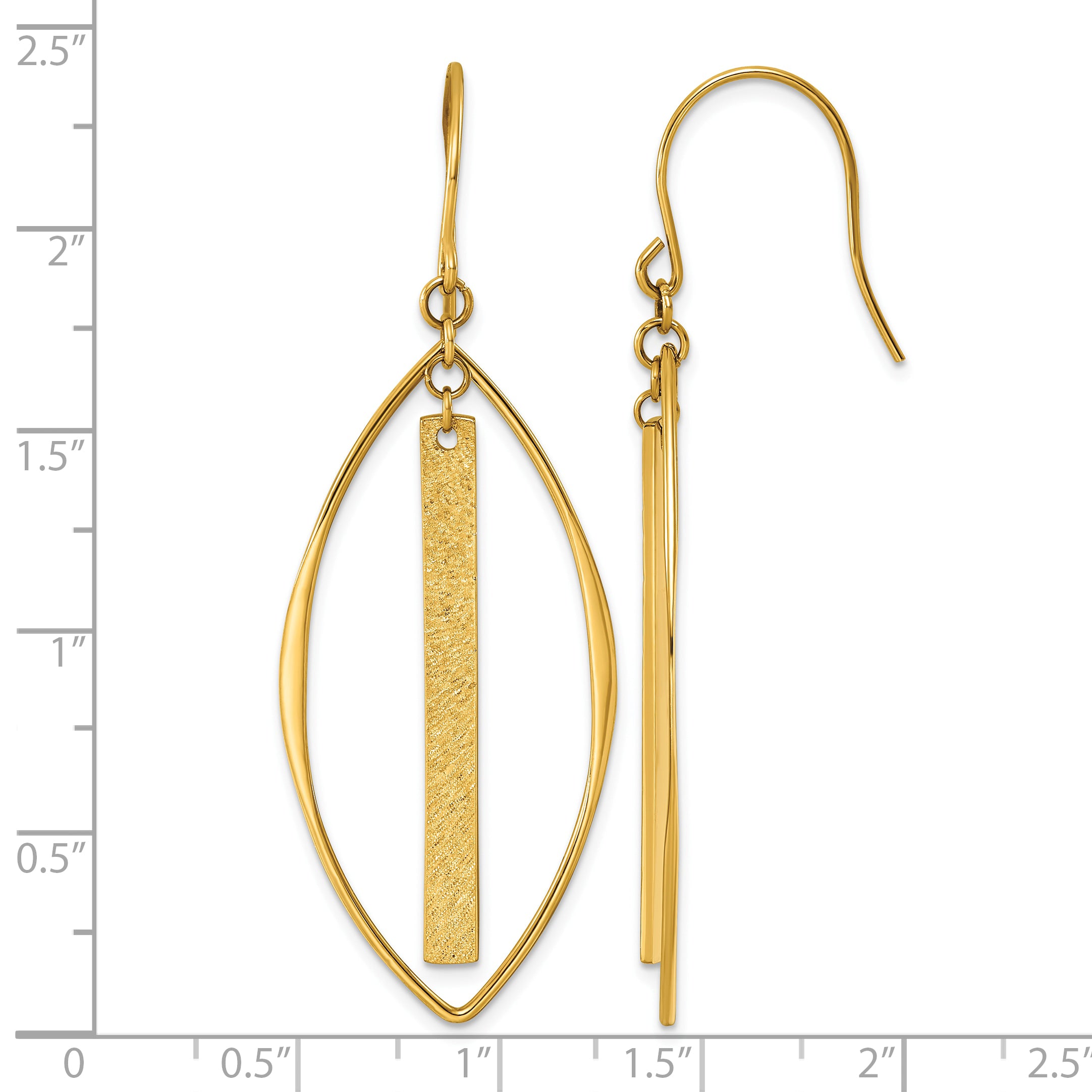 Stainless Steel Gold-Tone Textured Drop Dangle Earrings for Women