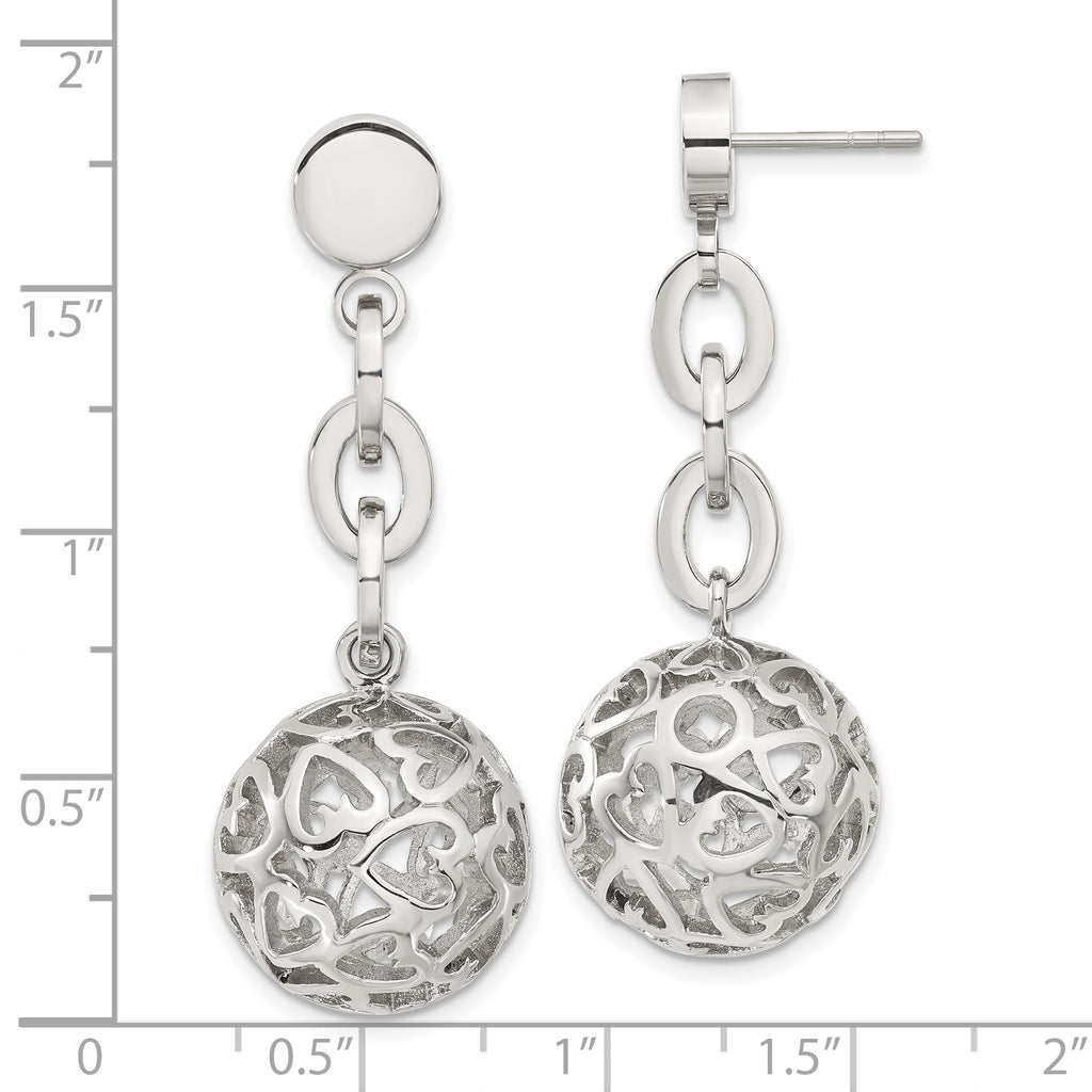 Stainless Steel Polished Heart Drop Dangle Earrings for Women