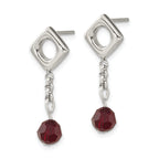 Stainless Steel Polished Red Crystal Drop Dangle Earrings for Women