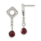 Stainless Steel Polished Red Crystal Drop Dangle Earrings for Women