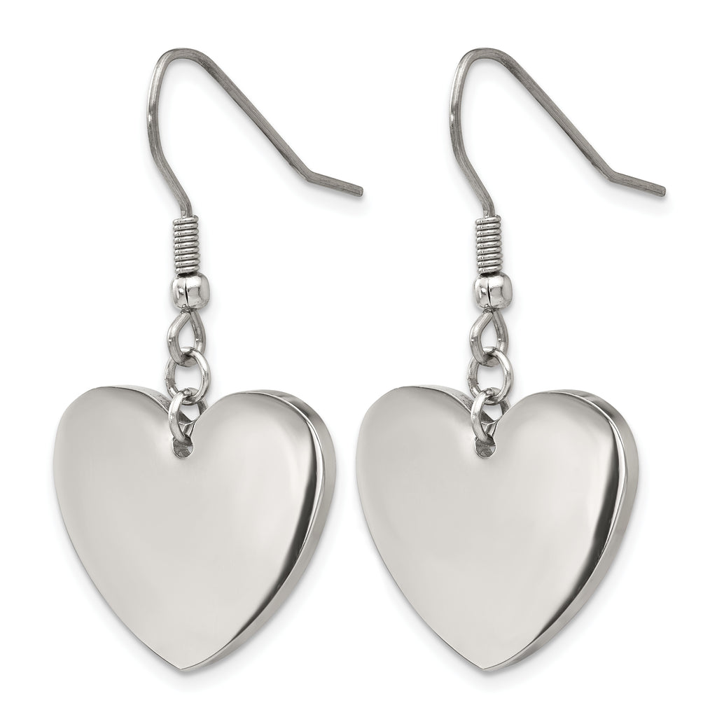Stainless Steel Polished Heart Drop Dangle Earrings for Women