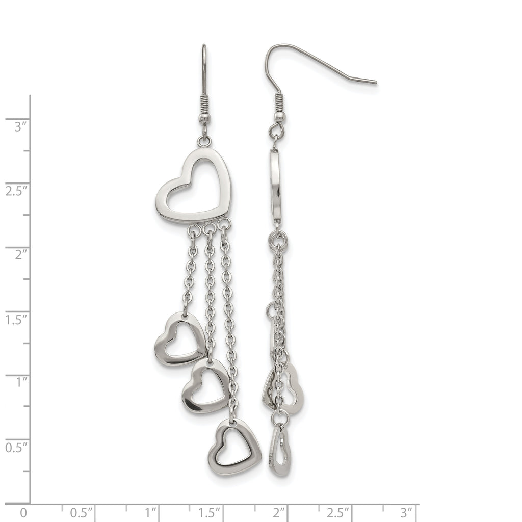 Stainless Steel Polished Heart Drop Dangle Earrings for Women