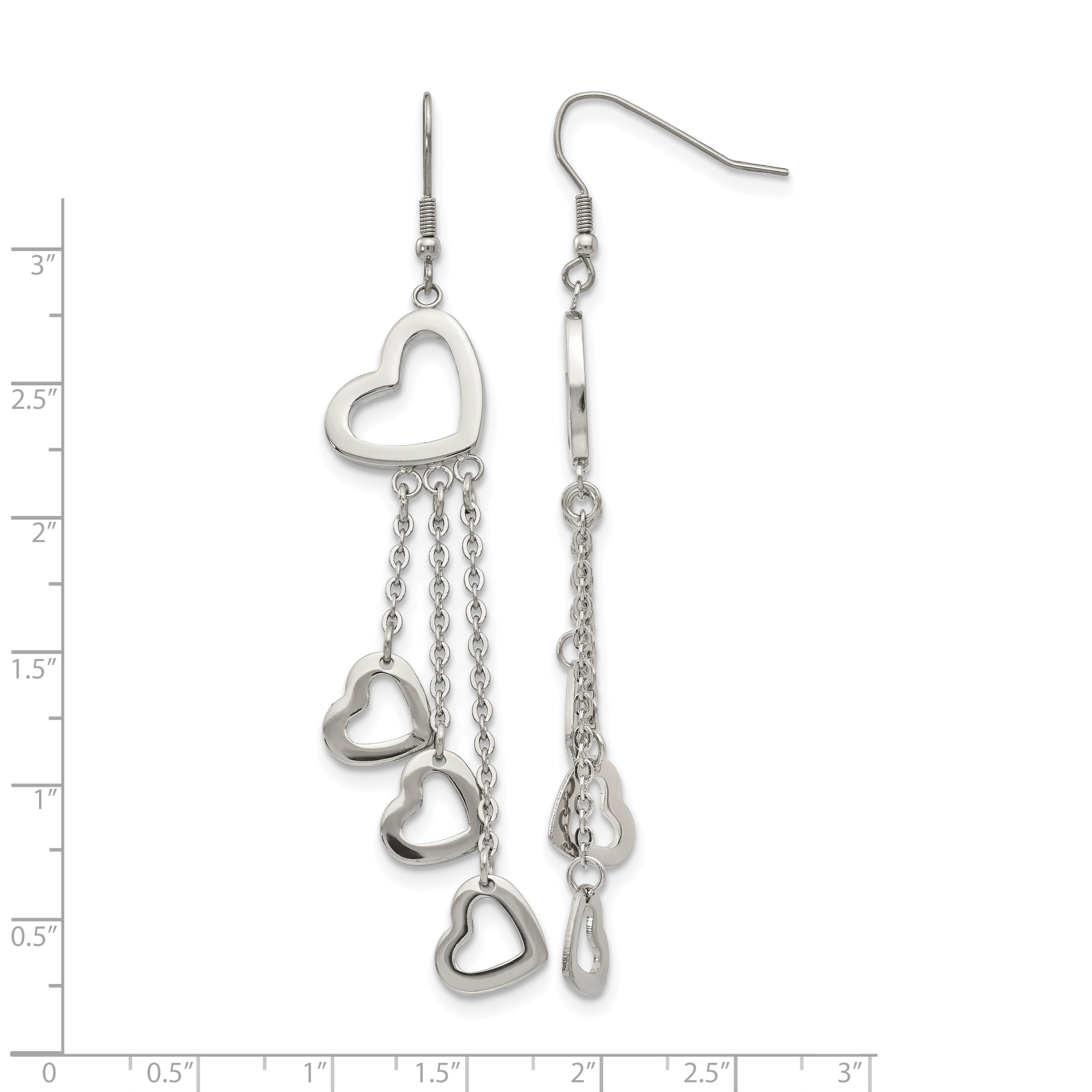 Stainless Steel Polished Heart Drop Dangle Earrings for Women