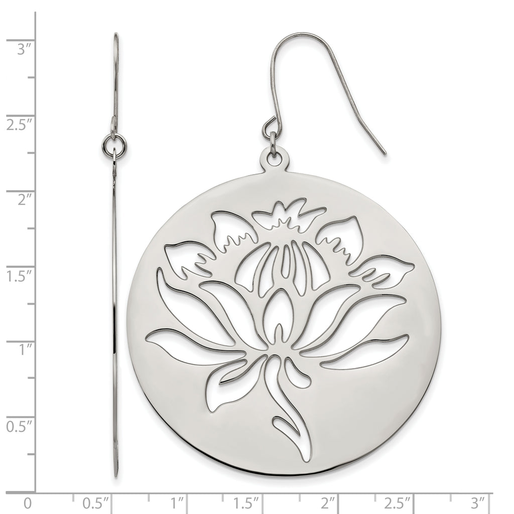 Stainless Steel Polished Flower Drop Dangle Earrings for Women