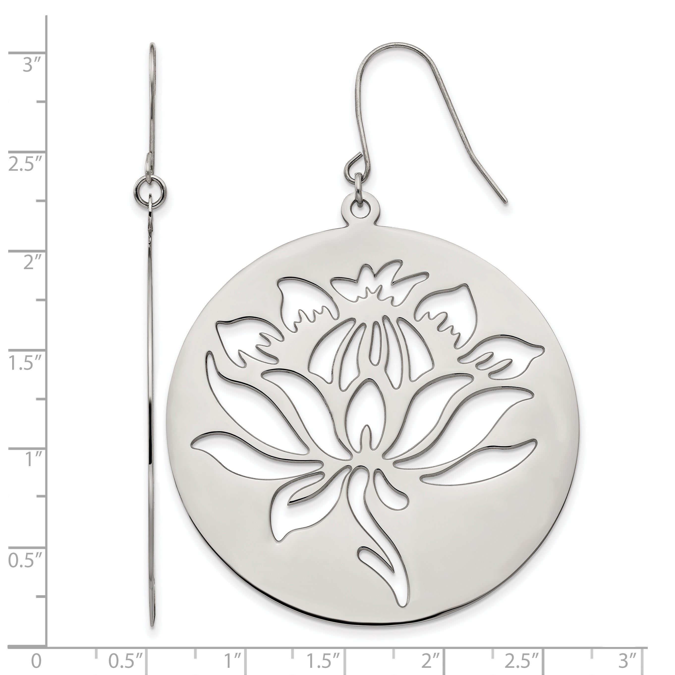 Stainless Steel Polished Flower Drop Dangle Earrings for Women