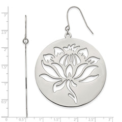 Chisel Stainless Steel Polished Flower Cut out Dangle Shepherd Hook Earrings