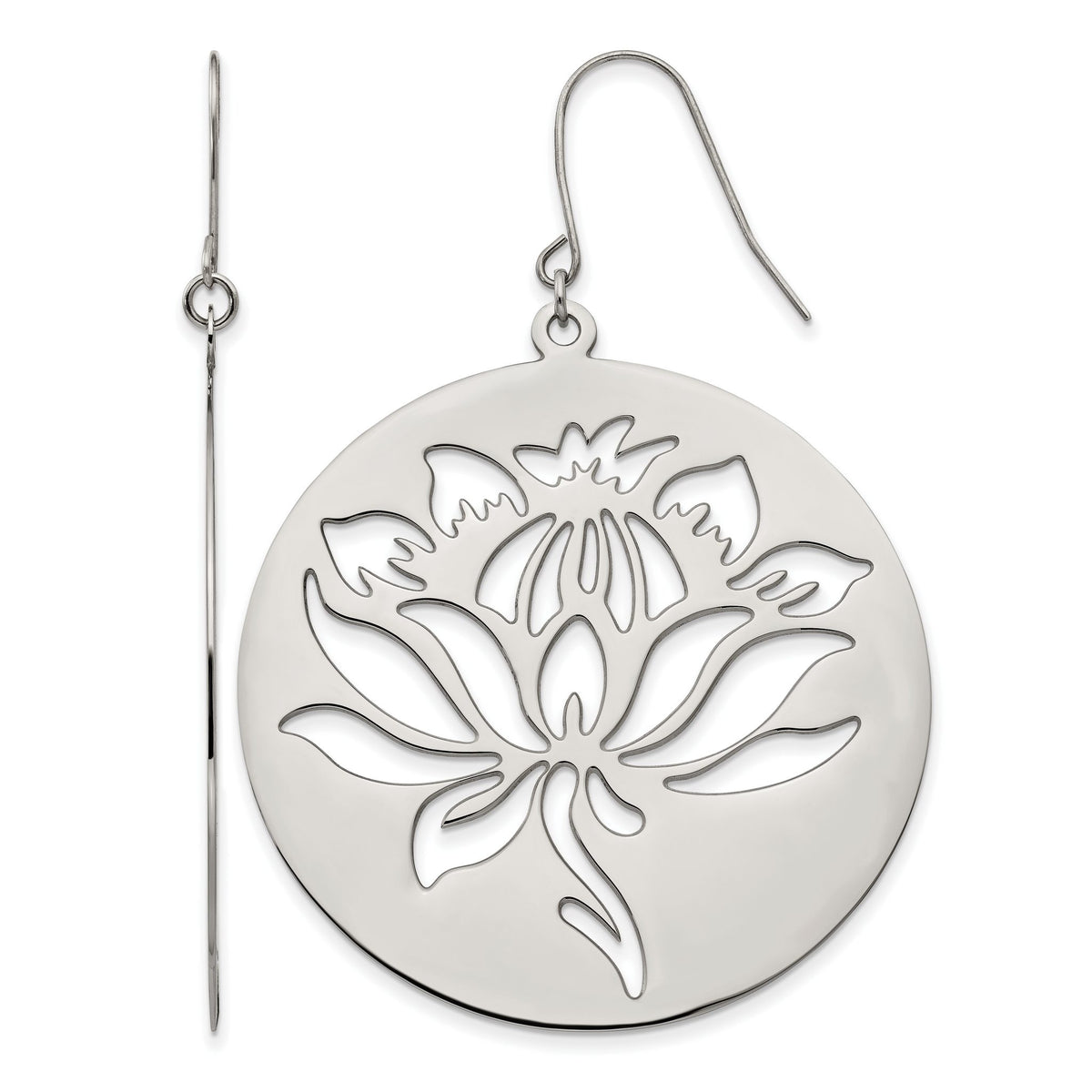 Chisel Flower Cut-Out Dangle Earrings in Stainless Steel - Sophia Jewelers Main image