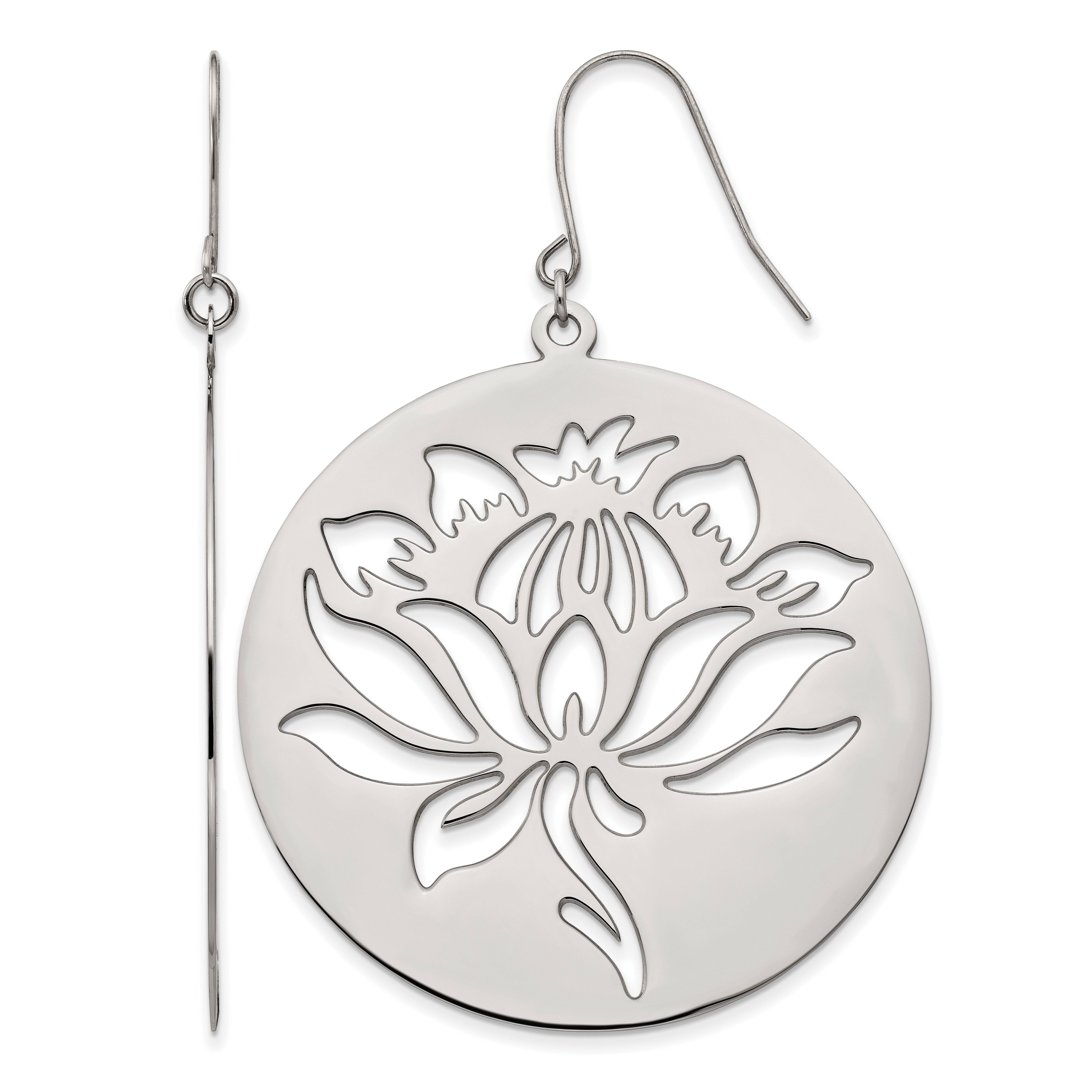 Stainless Steel Polished Flower Drop Dangle Earrings for Women Main image