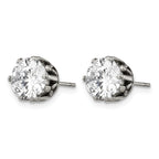Stainless Steel Antiqued Round Cubic Zirconia Stud Earrings