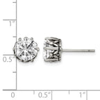 Stainless Steel Antiqued Round Cubic Zirconia Stud Earrings