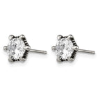 Stainless Steel Polished & Antiqued Cubic Zirconia Stud Earrings