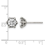 Stainless Steel Polished & Antiqued Cubic Zirconia Stud Earrings