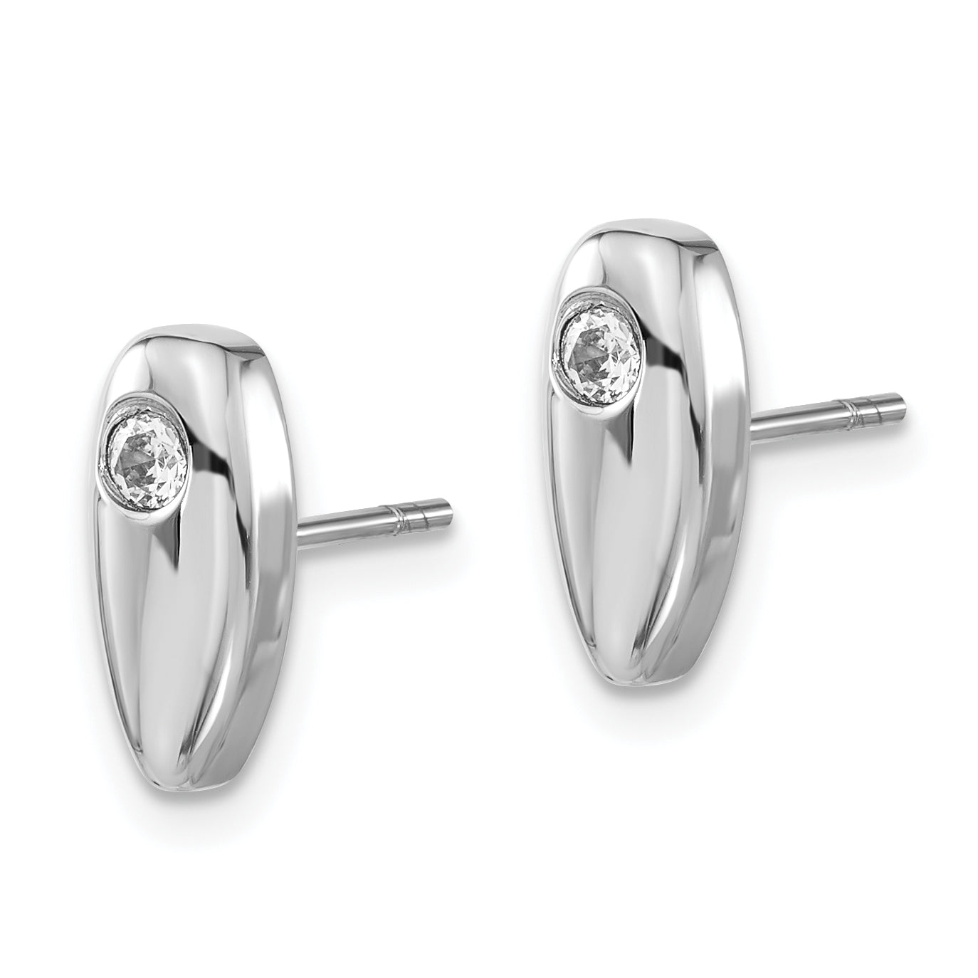Stainless Steel Polished Cubic Zirconia Button Earrings for Women Secondary image