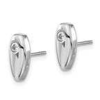 Stainless Steel Polished Cubic Zirconia Button Earrings for Women
