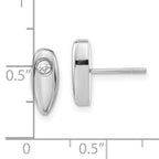 Stainless Steel Polished Cubic Zirconia Button Earrings for Women