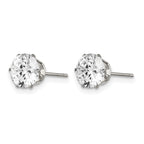 Stainless Steel Polished Round Cubic Zirconia Stud Earrings
