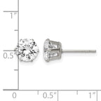 Stainless Steel Polished Round Cubic Zirconia Stud Earrings