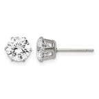 Stainless Steel Polished Round Cubic Zirconia Stud Earrings