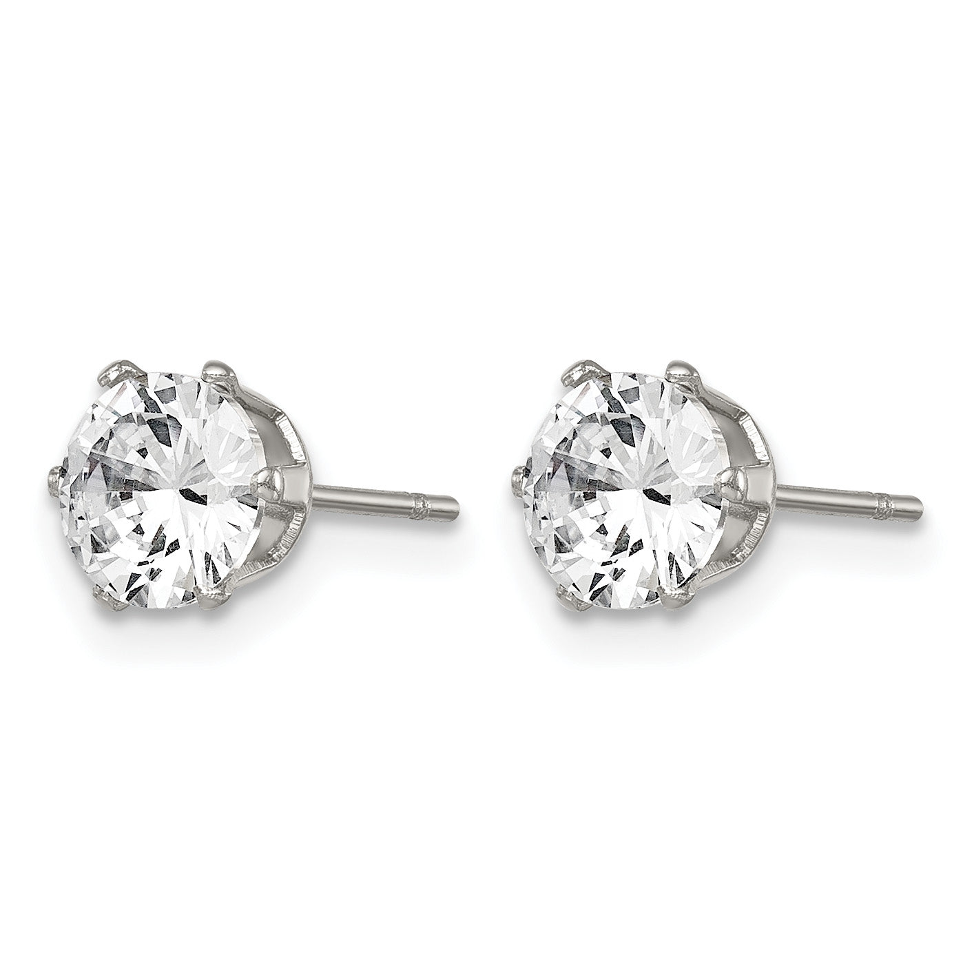 Stainless Steel Polished Round Cubic Zirconia Stud Earrings Secondary image