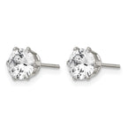 Stainless Steel Polished Round Cubic Zirconia Stud Earrings