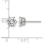 Stainless Steel Polished Round Cubic Zirconia Stud Earrings