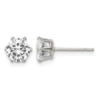 Stainless Steel Polished Round Cubic Zirconia Stud Earrings