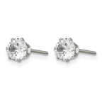 Stainless Steel Polished Round Cubic Zirconia Stud Earrings