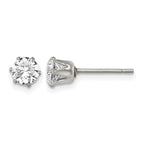 Stainless Steel Polished Round Cubic Zirconia Stud Earrings