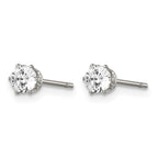 Stainless Steel Polished Round Cubic Zirconia Stud Earrings