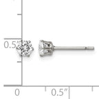 Stainless Steel Polished Round Cubic Zirconia Stud Earrings