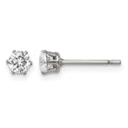 Stainless Steel Polished Round Cubic Zirconia Stud Earrings